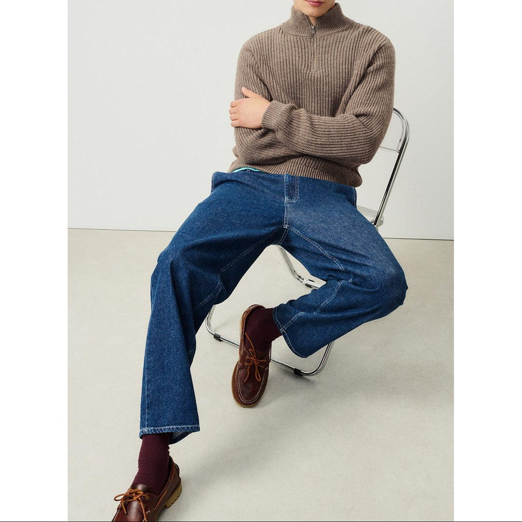 Trucker-Collar Jumper - Taupe Chine - Men