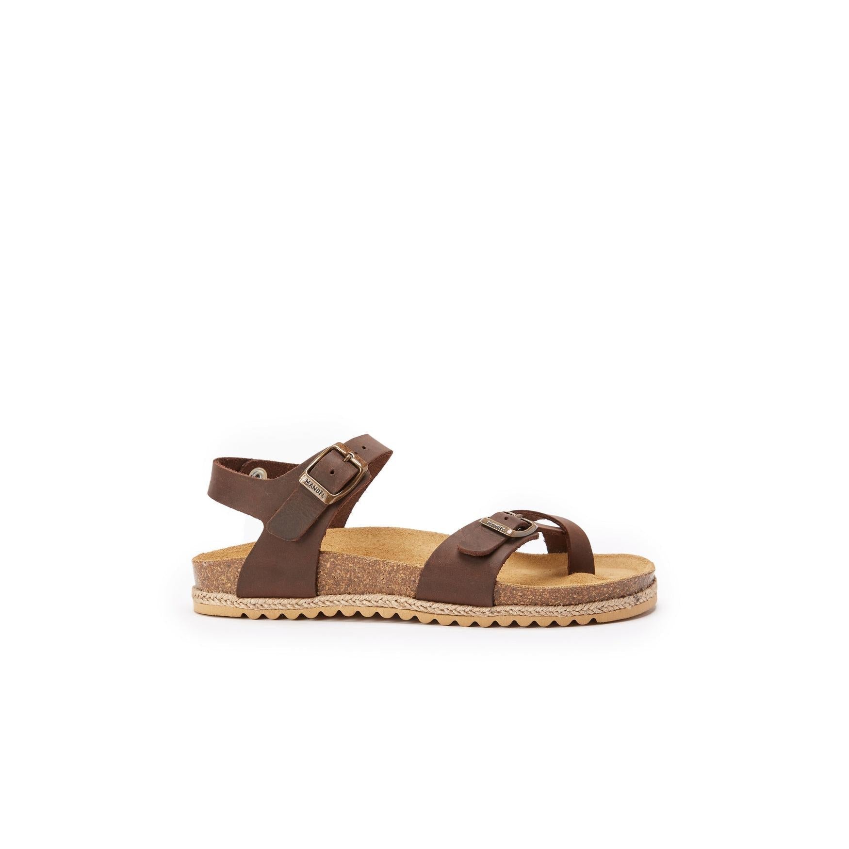 Tongs Elisa Oiled Leather Dark Brown - Femme