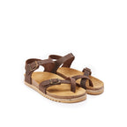 Tongs Elisa Oiled Leather Dark Brown - Femme