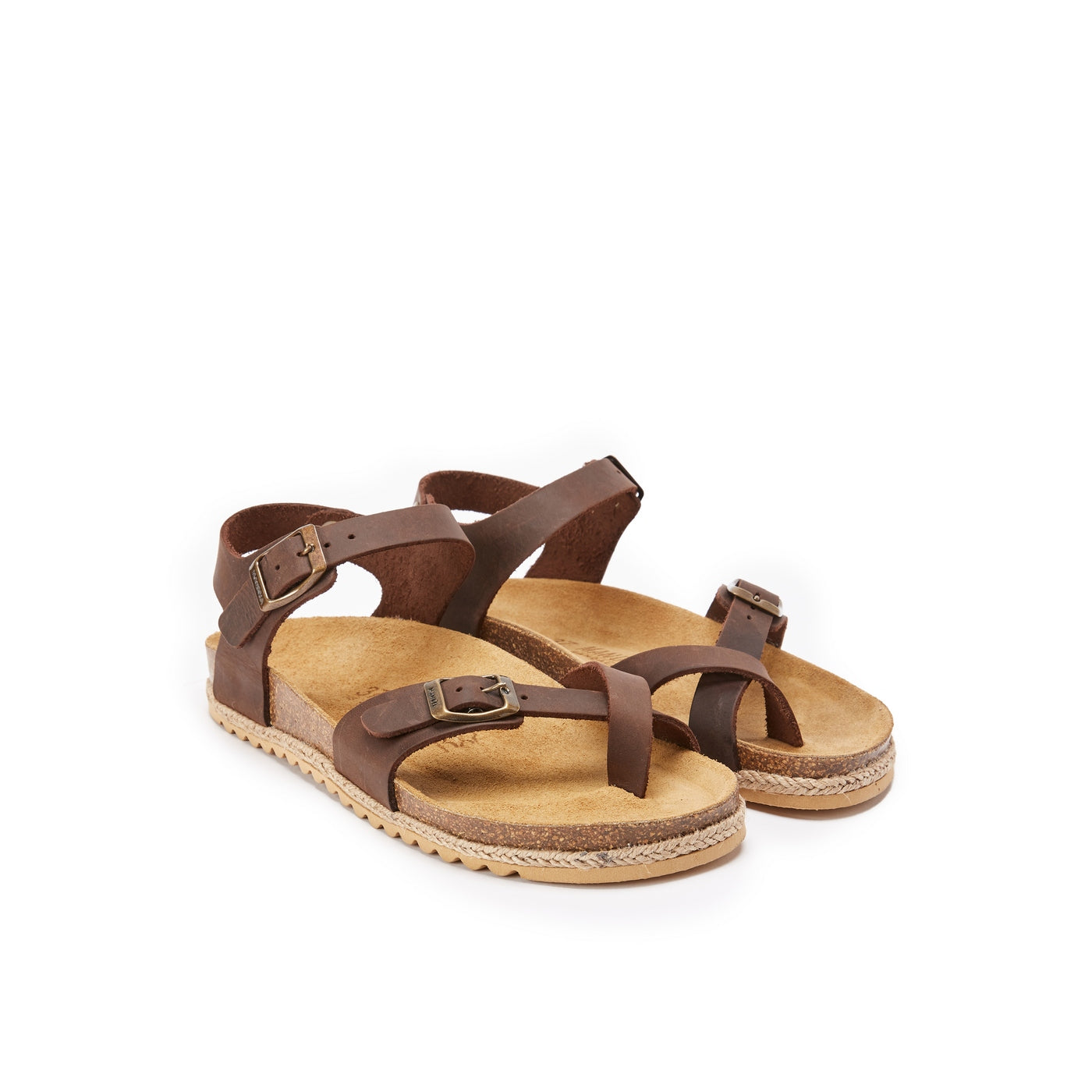 Tongs Elisa Oiled Leather Dark Brown - Femme