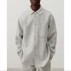 Camisa de cuello mao - Forro polar jaspeado - Hombre