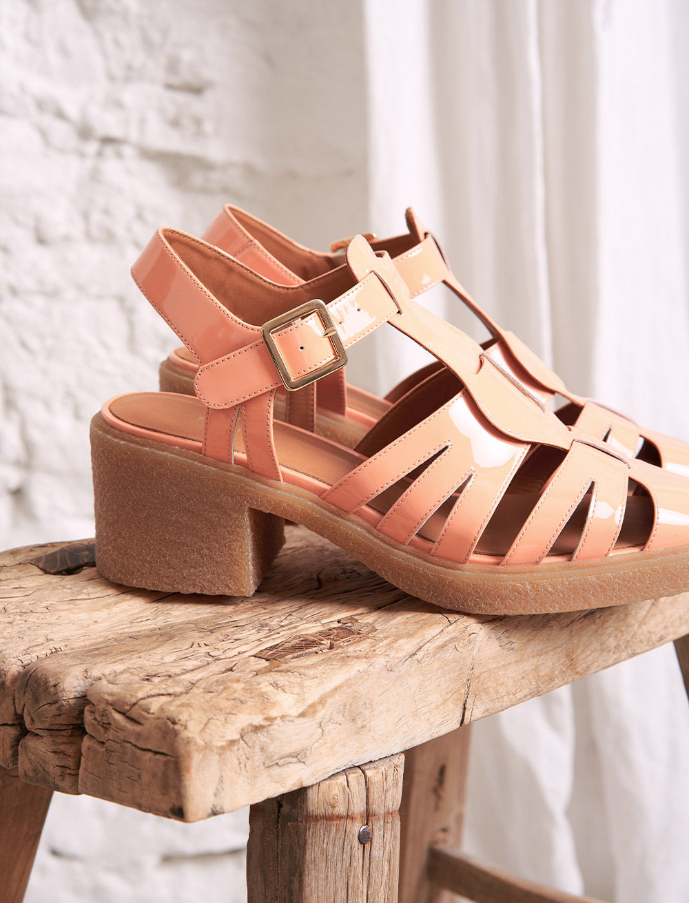 Sandales À Talon Céleste - Pêche vernis - Femme