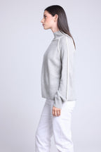Contrasting Roll Neck Jumper Megan - Grey And White - Women