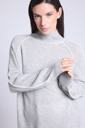 Contrasting Roll Neck Jumper Megan - Grey And White - Women