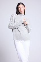 Contrasting Roll Neck Jumper Megan - Grey And White - Women