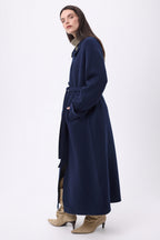 Gabardina larga de cachemira Melinda - Azul marino - Mujer