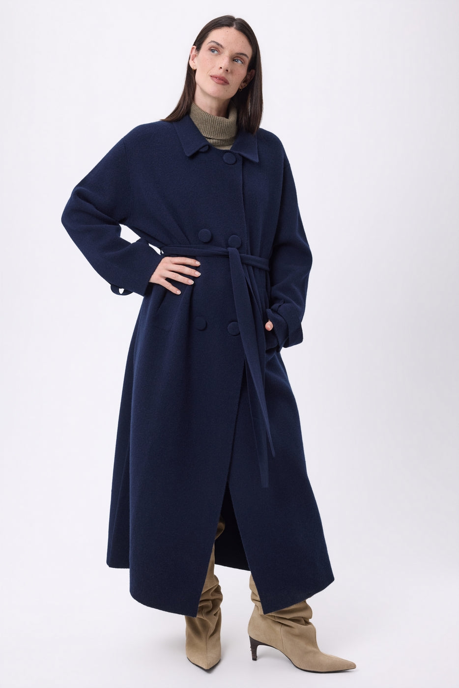 Gabardina larga de cachemira Melinda - Azul marino - Mujer