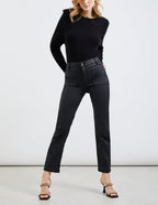 Reiko - Pantalon Highwaist Mercy Coated - Black - Femme