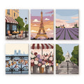 Mini Paint By Numbers 15X20Cm (6 Pieces) - Romantic France