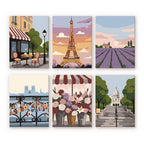 Mini Paint By Numbers 15X20Cm (6 Pieces) - Romantic France