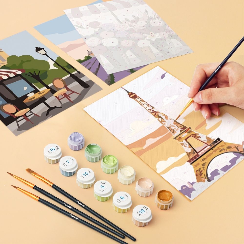 Mini Paint By Numbers 15X20Cm (6 Pieces) - Romantic France