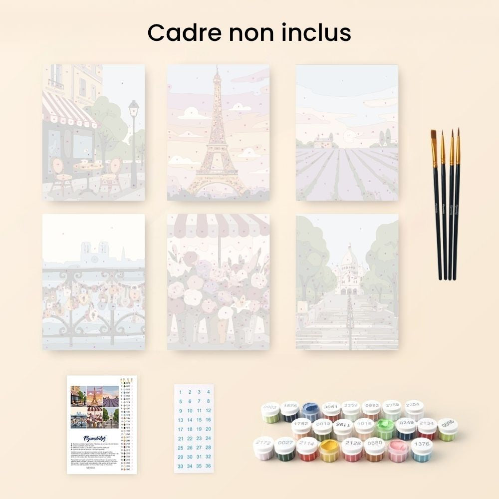 Mini Paint By Numbers 15X20Cm (6 Pieces) - Romantic France