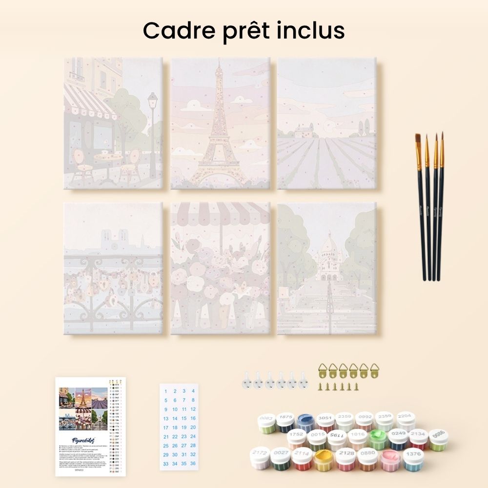 Mini Paint By Numbers 15X20Cm (6 Pieces) - Romantic France