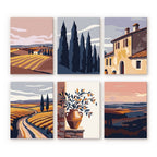 Mini Paint By Numbers 15X20Cm (6 Pieces) - Classic Tuscany