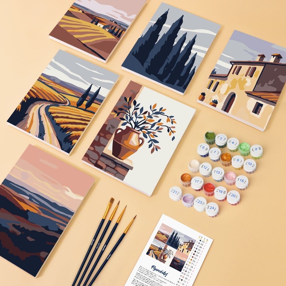 Mini Paint By Numbers 15X20Cm (6 Pieces) - Classic Tuscany