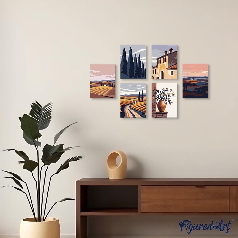 Mini Paint By Numbers 15X20Cm (6 Pieces) - Classic Tuscany