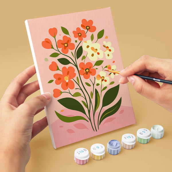 Mini Paint by Numbers 15X20Cm (6 Pieces) - Pastel Flowers