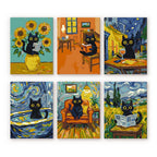 Mini pintura por números 15x20cm (6 piezas) - Gato estilo Van Gogh