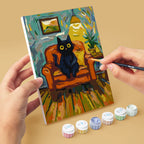 Mini pintura por números 15x20cm (6 piezas) - Gato estilo Van Gogh