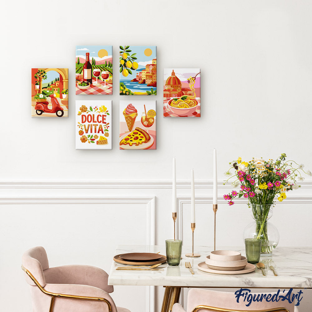 Mini Paint by Numbers 15X20Cm (6 Pieces) - Mediterranean Escape