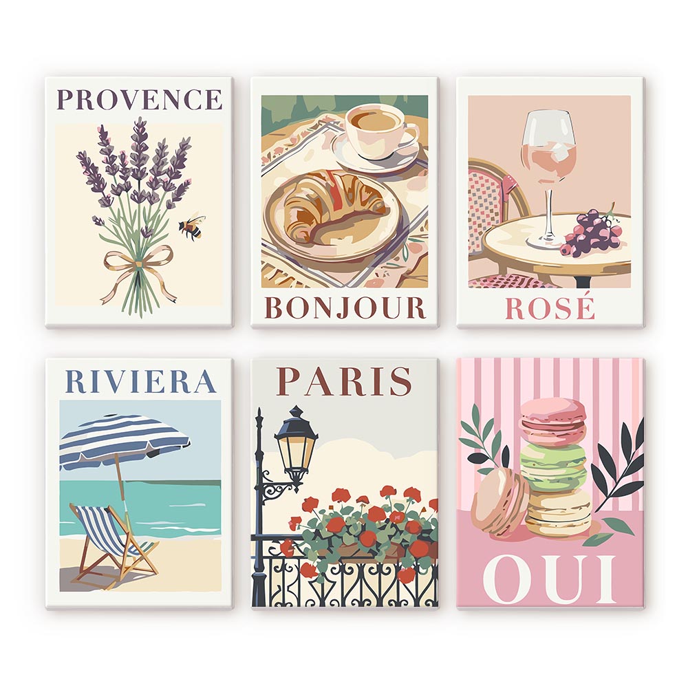 Mini Peinture Par Numéros 15X20Cm (6 Pièces) - France Chic
