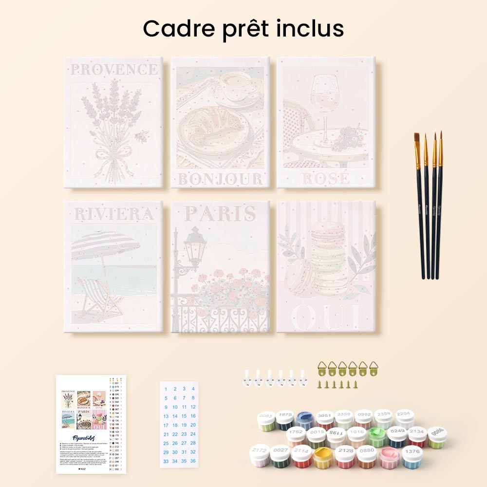 Mini Peinture Par Numéros 15X20Cm (6 Pièces) - France Chic