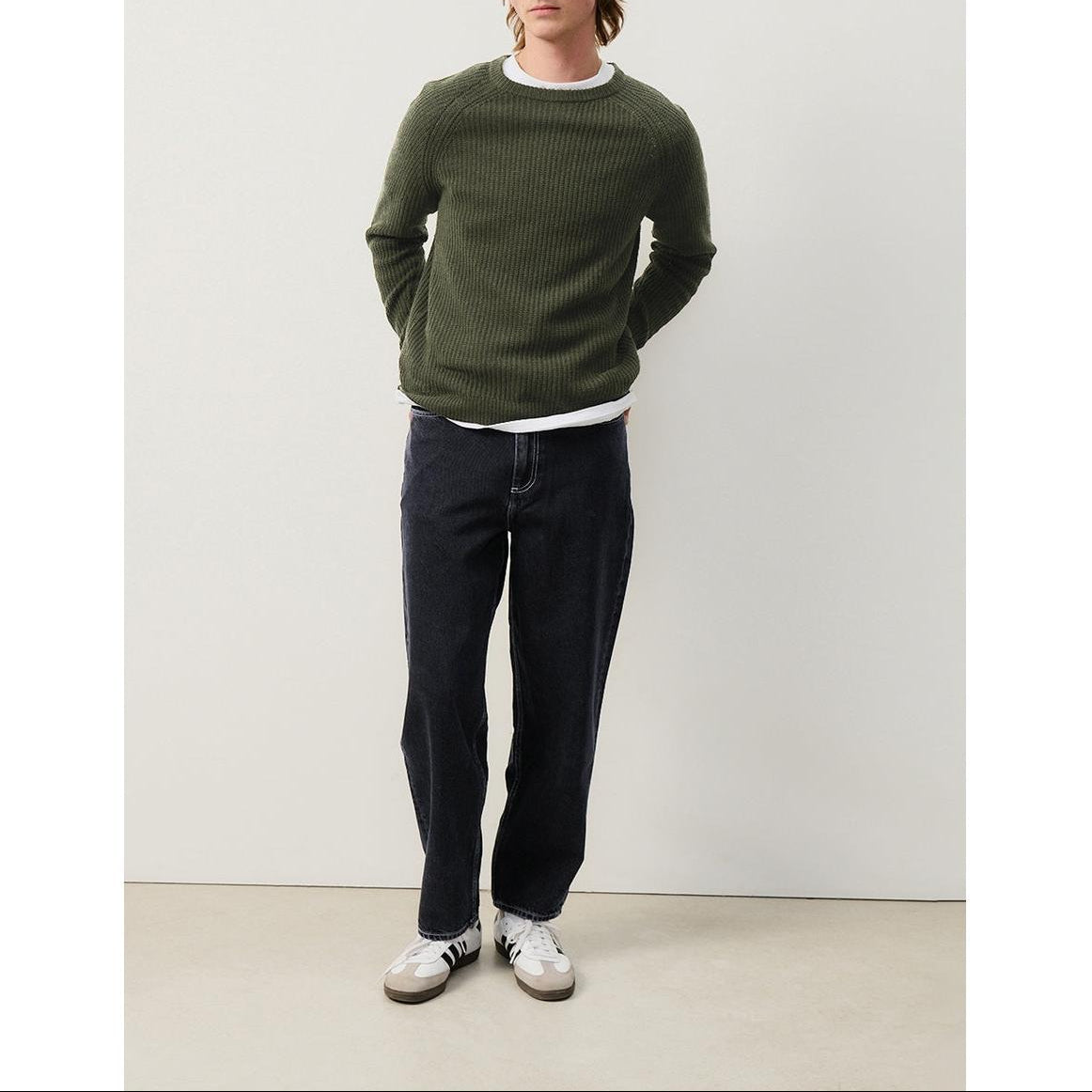 Round-Neck Bubble Jumper - Algue Chine Noir - Men