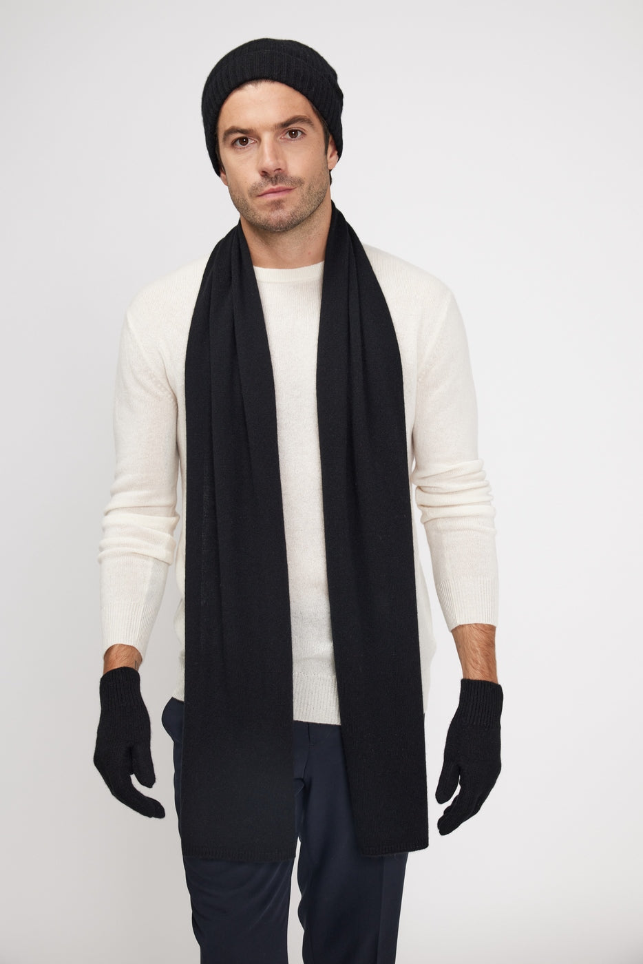 Cashmere Stole Scarf - Black