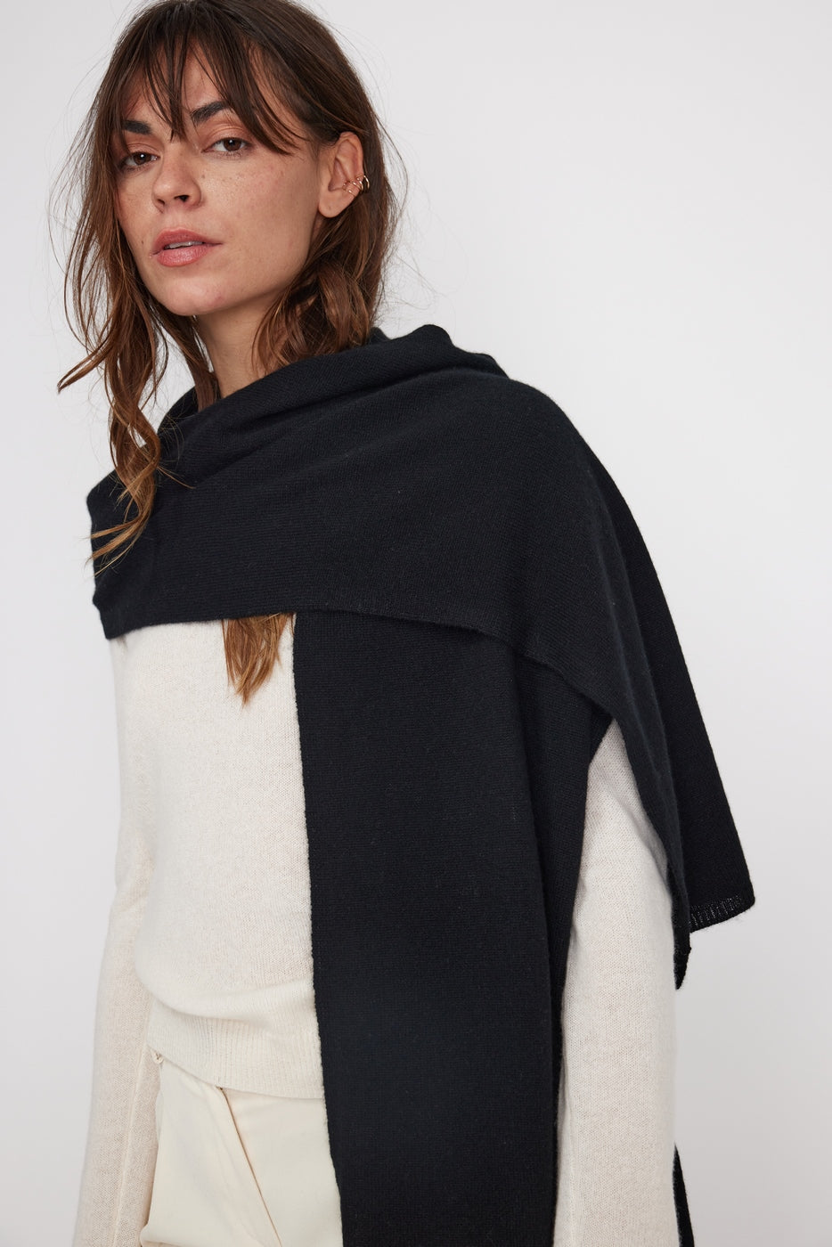 Cashmere Stole Scarf - Black