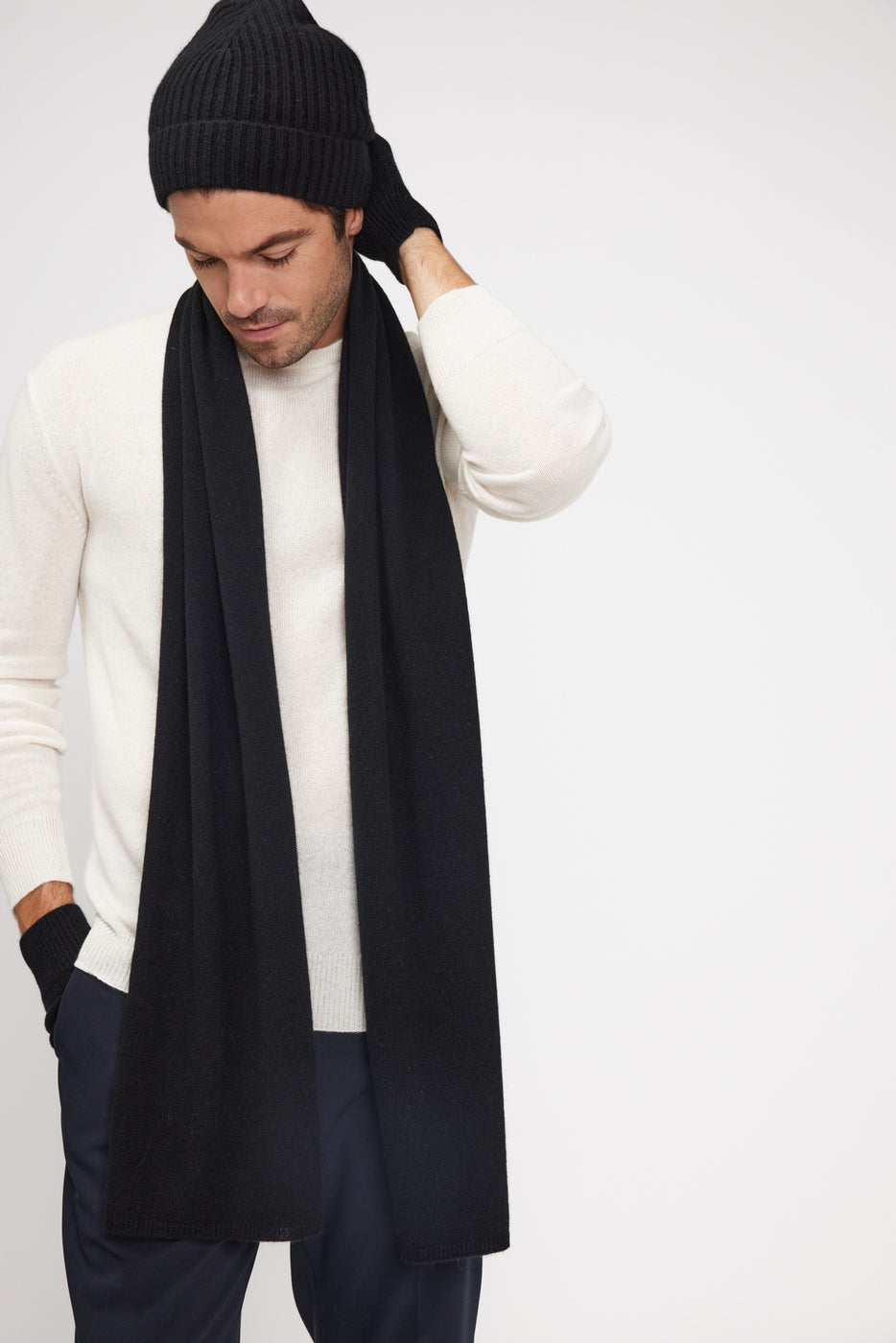Cashmere Stole Scarf - Black