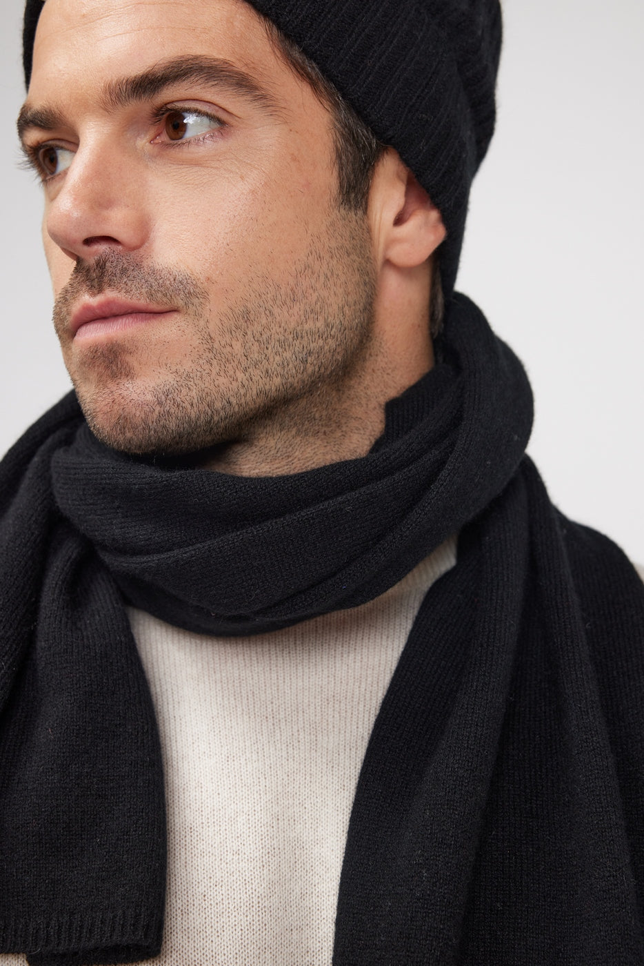 Cashmere Stole Scarf - Black