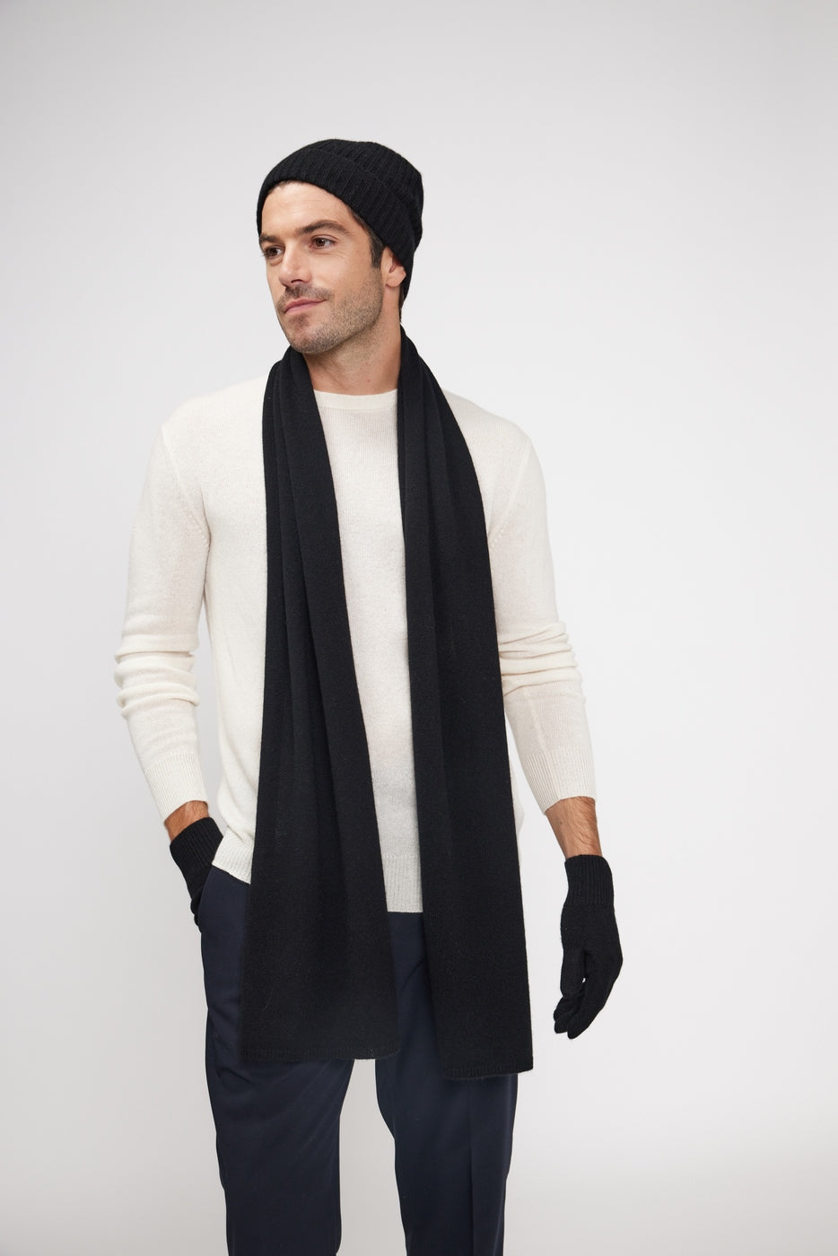 Cashmere Stole Scarf - Black
