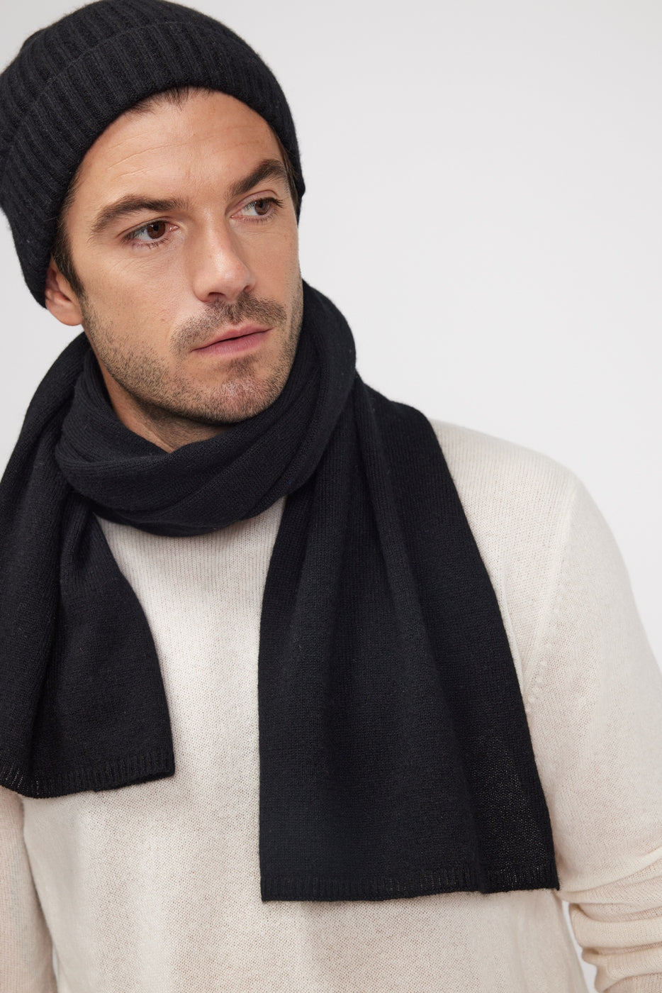 Cashmere Stole Scarf - Black
