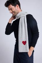 Unisex Stolasjal Cœur I Kashmir - Ljusgrå Röd - Unisex