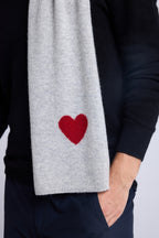 Unisex Stolasjal Cœur I Kashmir - Ljusgrå Röd - Unisex