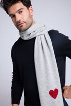Unisex Stolasjal Cœur I Kashmir - Ljusgrå Röd - Unisex