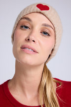 Uniseks Muts Cœur - Beige Crème Rood - Uniseks