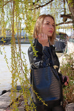 Sac Porté-Épaule Bruna Croco - Noir