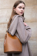 Bruna Croco Shoulder Bag - Camel