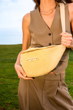 Rachel Straw Belt Bag - Beige