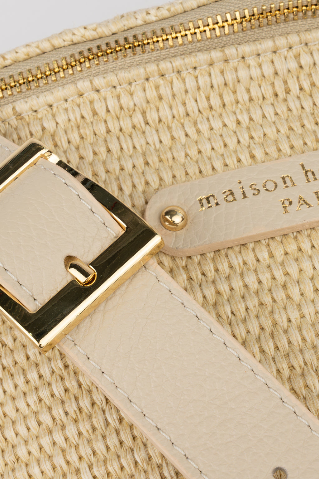 Rachel Straw Belt Bag - Beige
