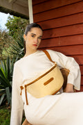 Rachel Straw Belt Bag - Camel