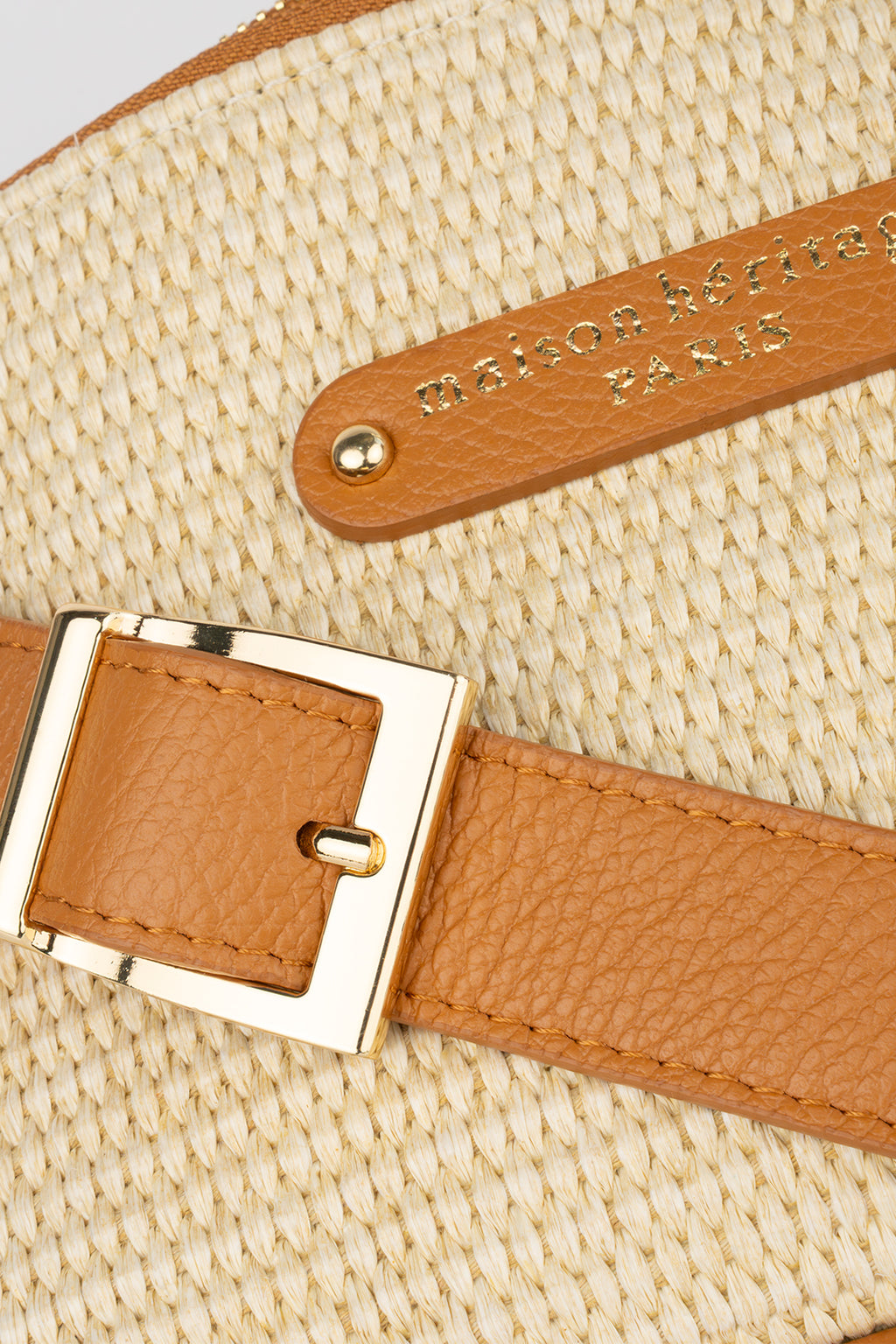 Rachel Straw Belt Bag - Camel