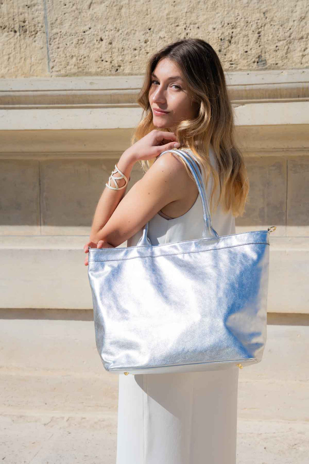 Bolso tote Biri - Plateado