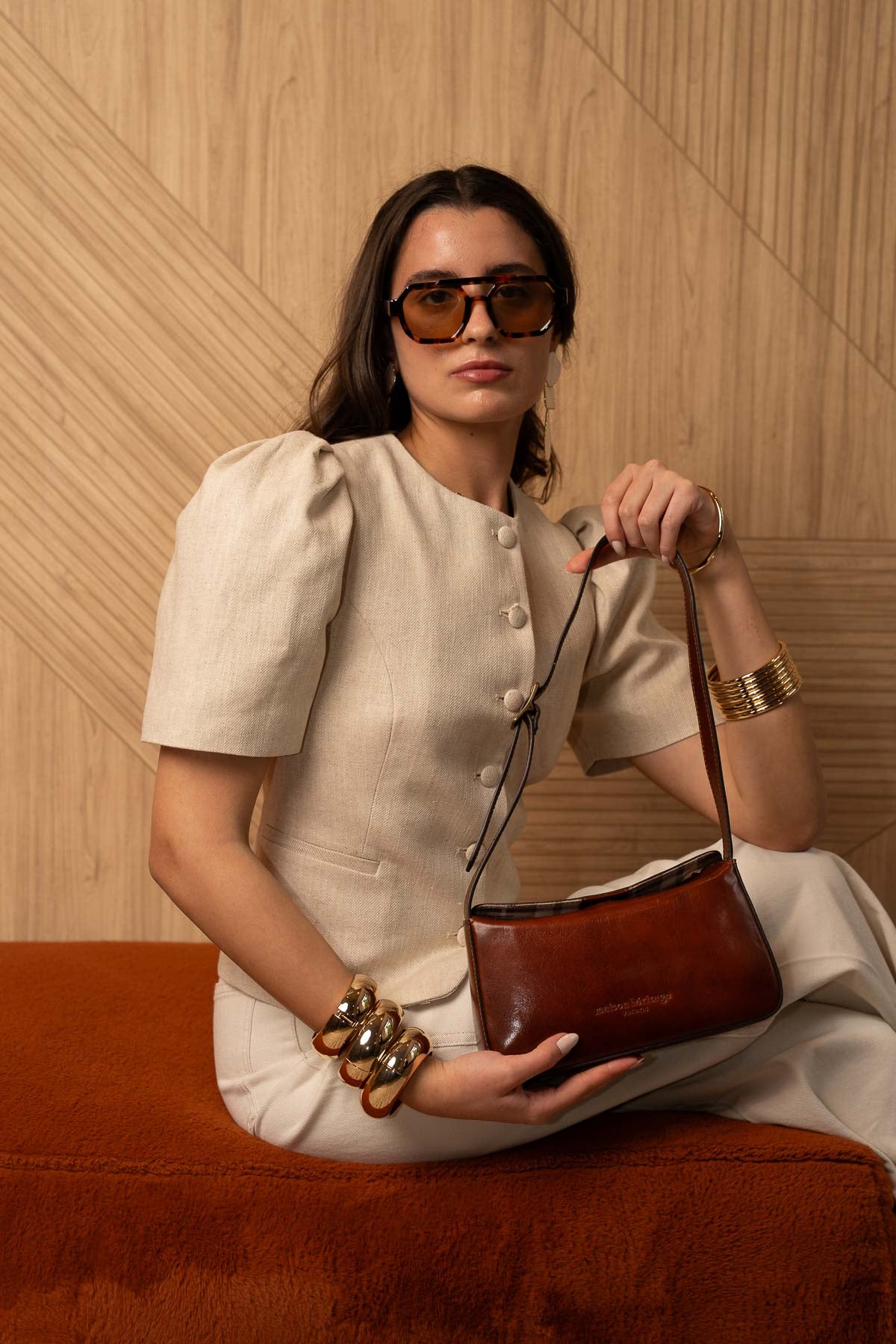 Borsa a Spalla Cleo Vintage - Marrone