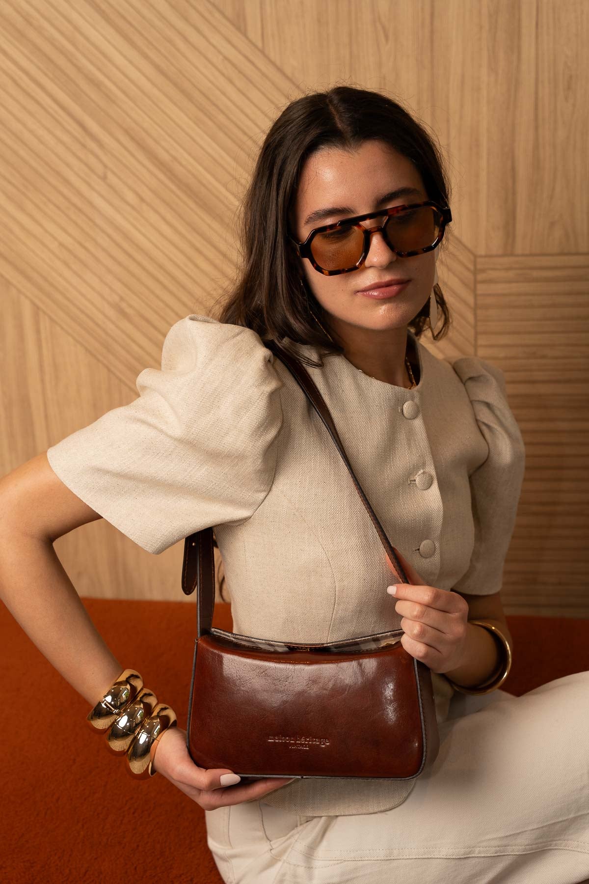Borsa a Spalla Cleo Vintage - Marrone