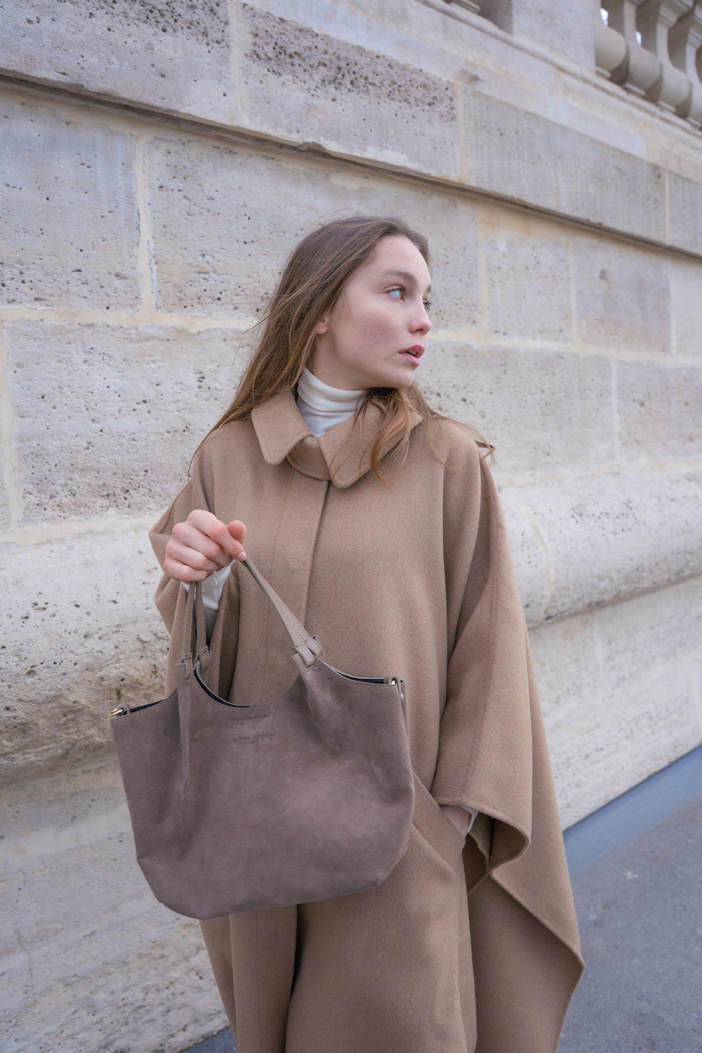 Sac Porté-Épaule Mini Ceto Suede - Taupe