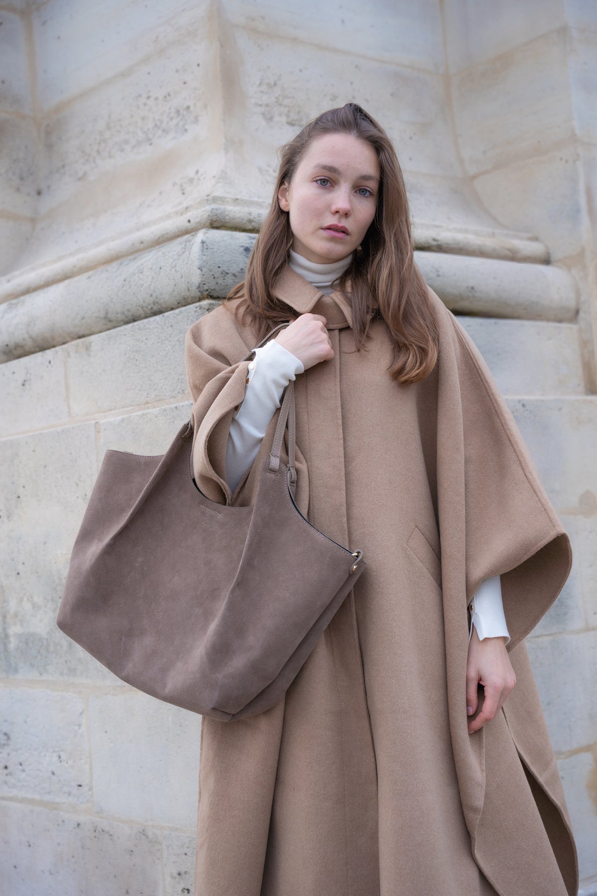Ceto Suede Shoulder Bag - Taupe