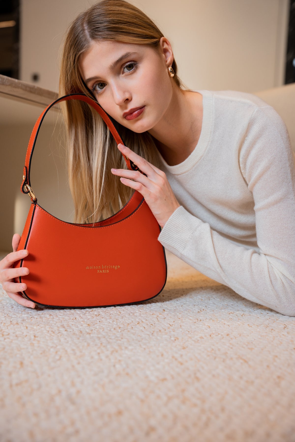 Sac Porté-Épaule Aline - Orange Fonce
