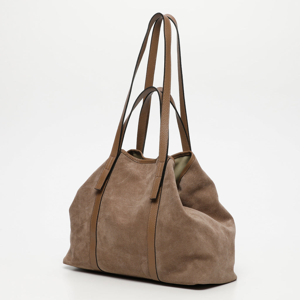 Malta Suede Tote Bag - Taupe